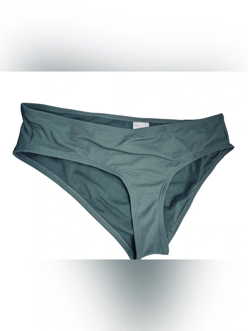 Xhilaration Forest Green Ribbed Bikini Set Snap Button Detail Top XL Bottom M